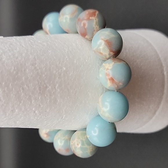 16mm Natural Argentina Blue Chalcedony Quartz Crystal Gemstone Bangle Bracelet - Picture 7 of 9